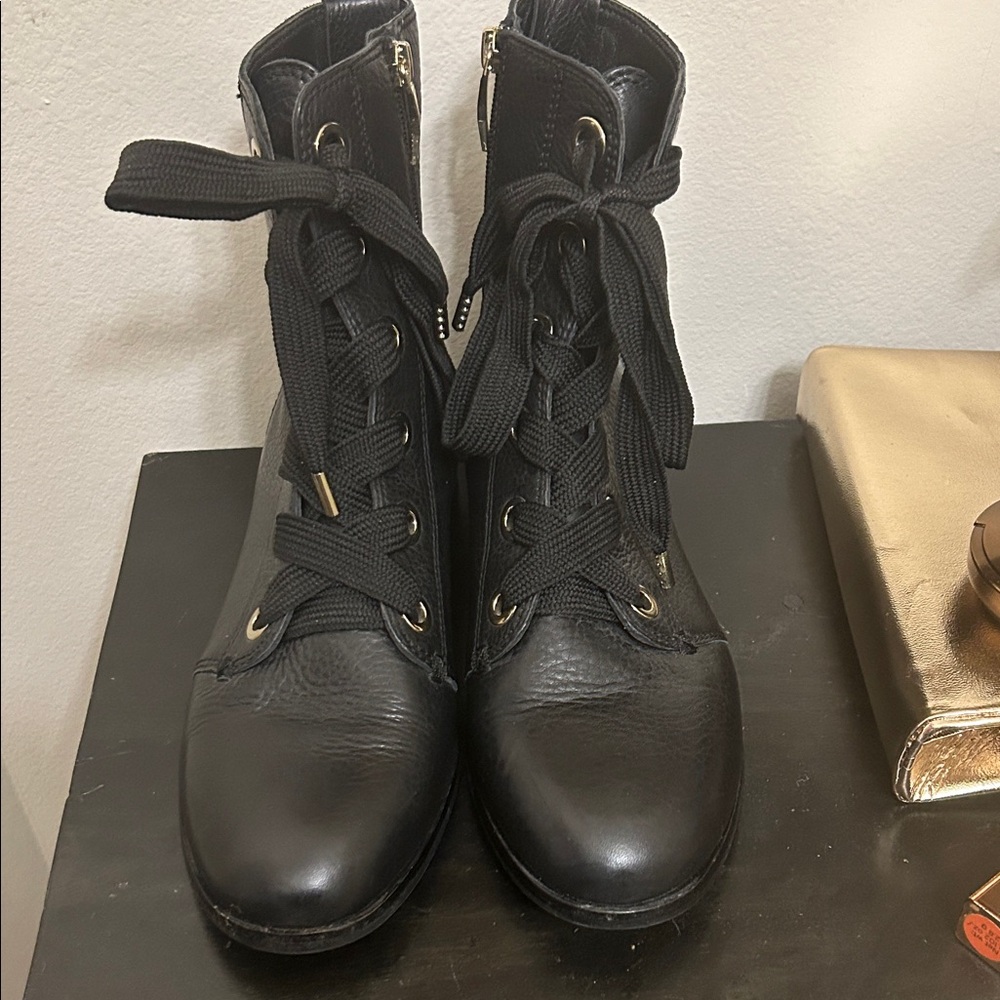 kate spade Black Leather Combat Boots